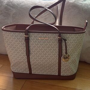 Michael Kors Beige and Brown Signature Tote